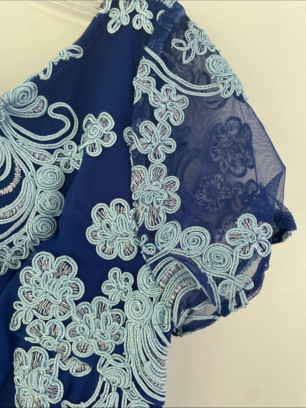 JS Collections Soutache Sky Elegant Navy Blue & Light Blue Lace-Overlay Dress 14 - Picture 9 of 13